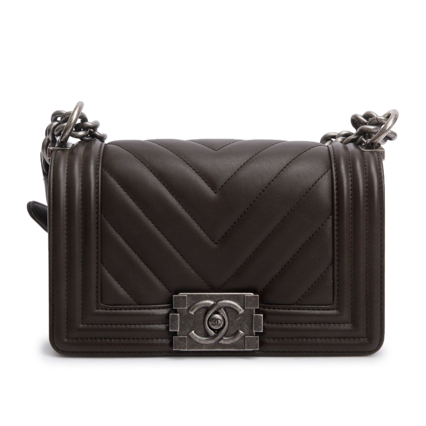 Chanel Chevron Boy Lambskin Brown Travel Bag