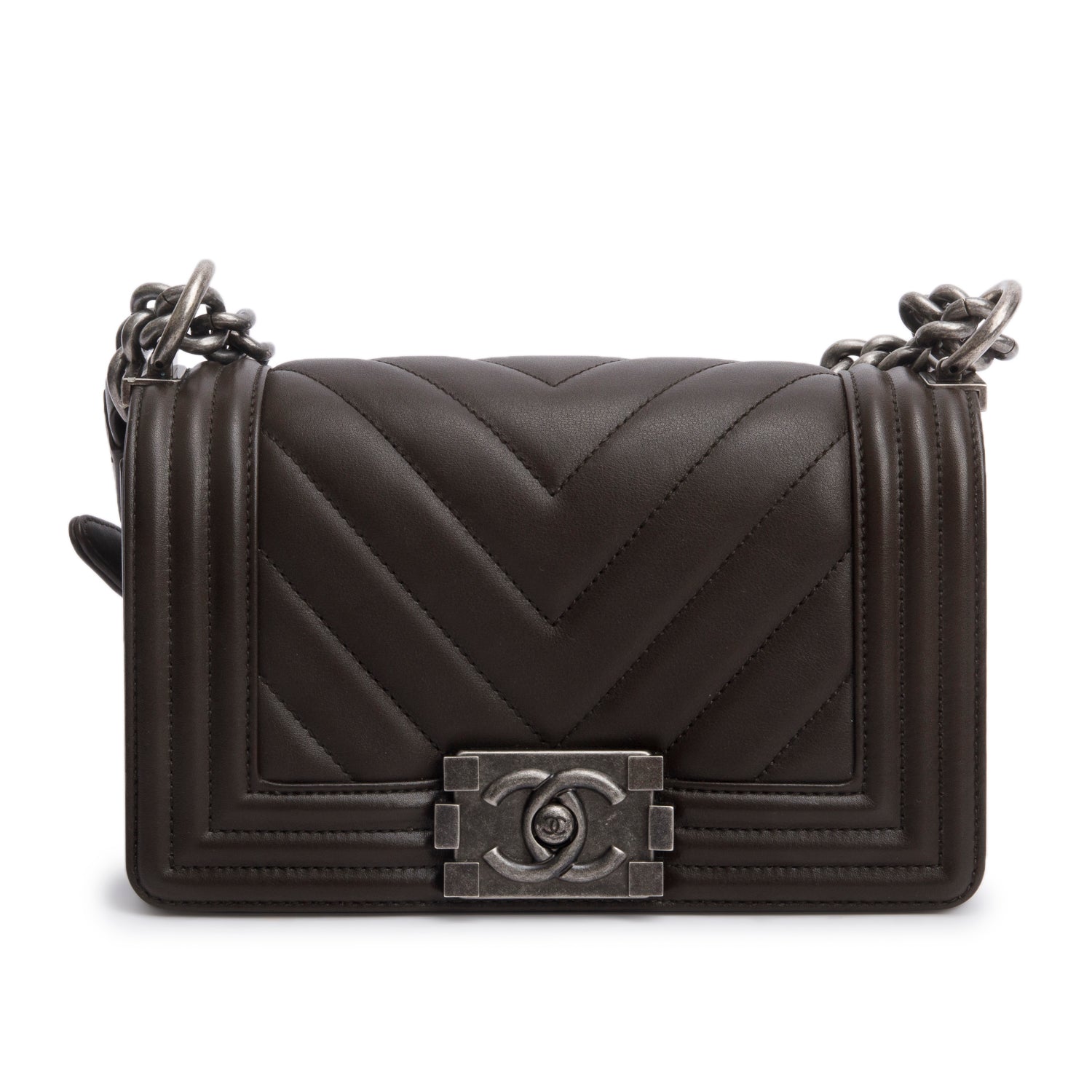 Chanel Chevron Boy Lambskin Brown Travel Bag