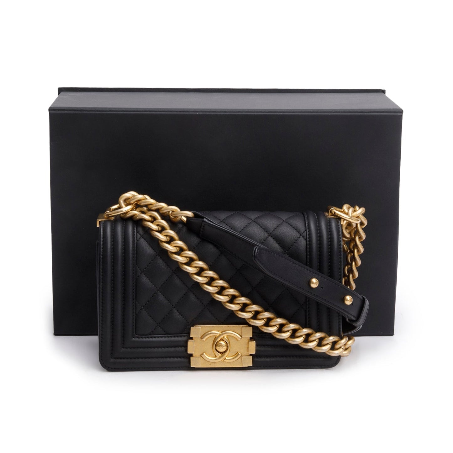 Chanel Quilted Boy Leather Lambskin Black Travel Bag 9
