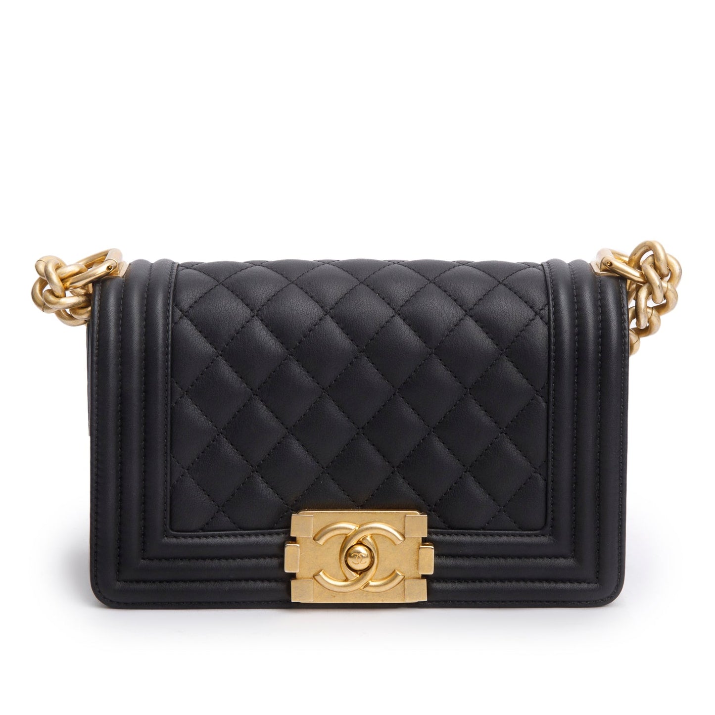 Chanel Quilted Boy Leather Lambskin Black Travel Bag 9