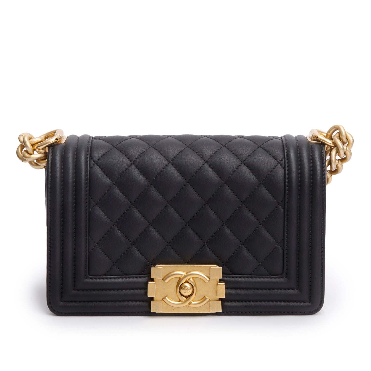Chanel Quilted Boy Leather Lambskin Black Travel Bag 9