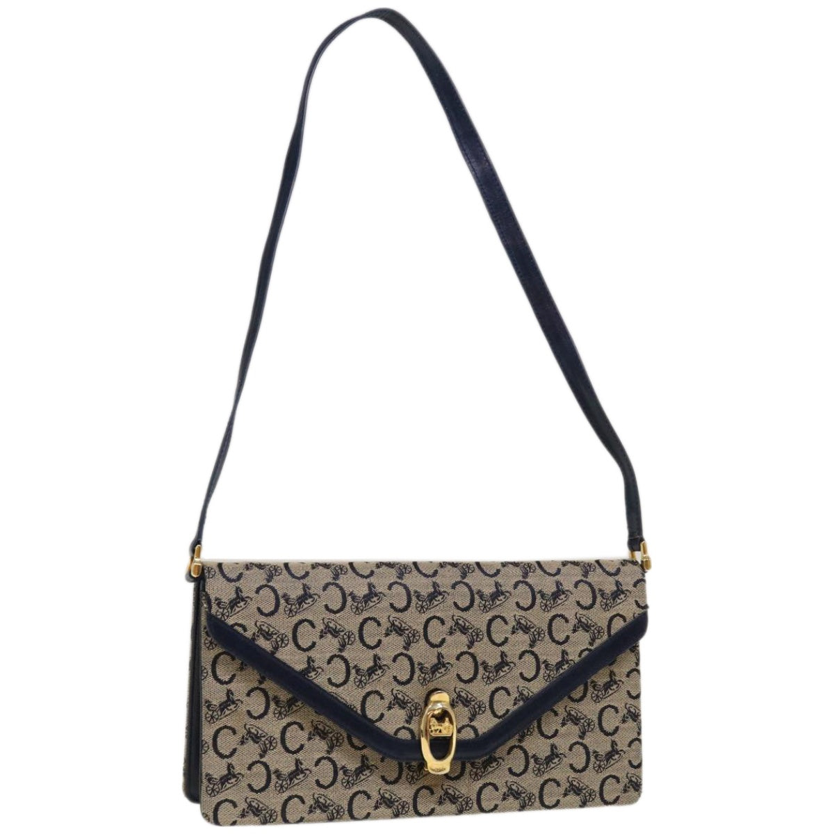 Luxury C Macadam Shoulder Bag Navy Canvas Beige