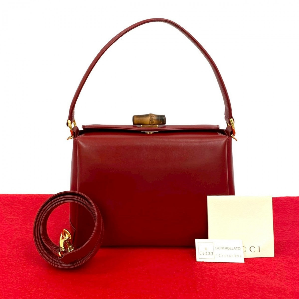 Gucci Bamboo Calfskin Red Handbag