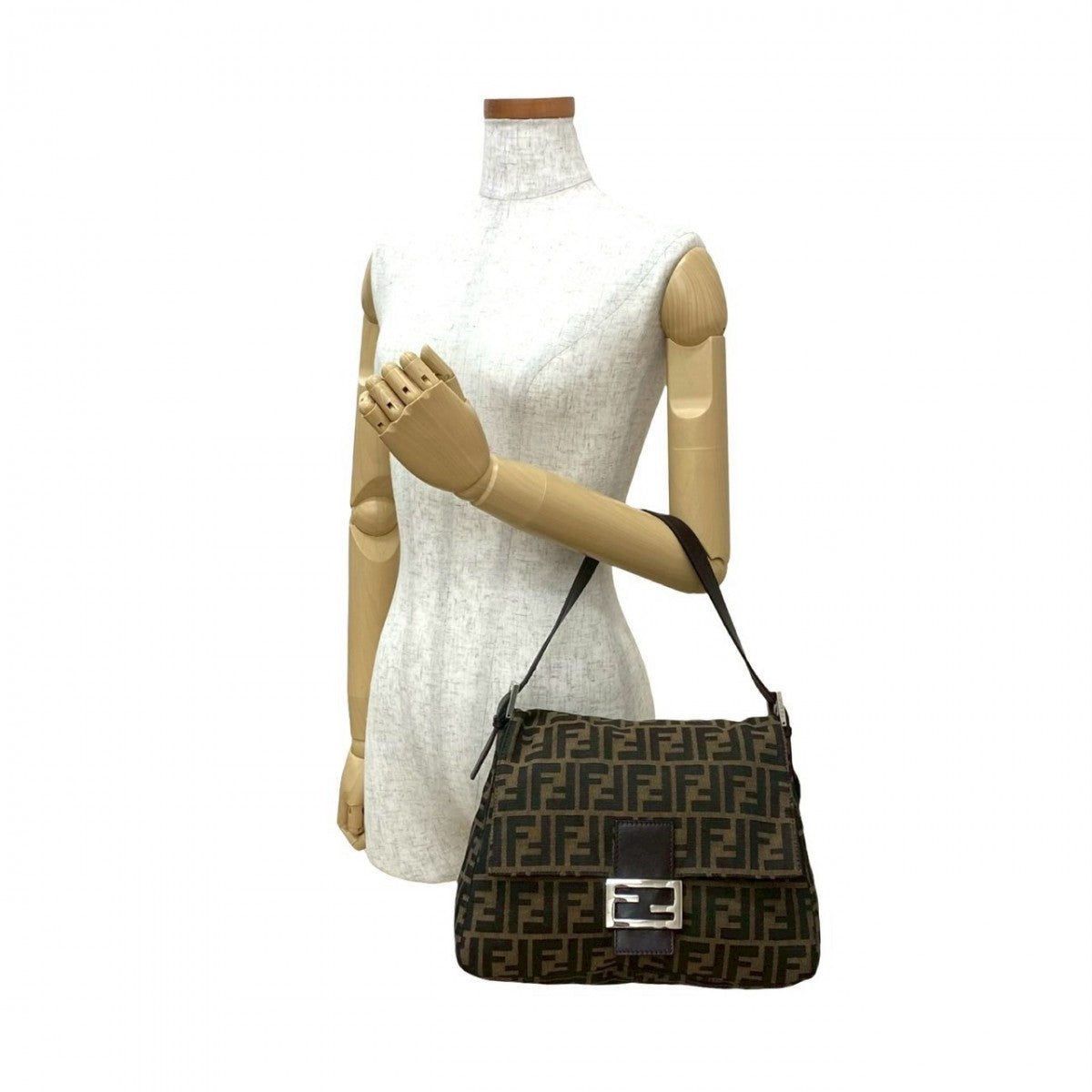 Fendi Handbag Mamma Canvas Brown Bucket Bucket Bag
