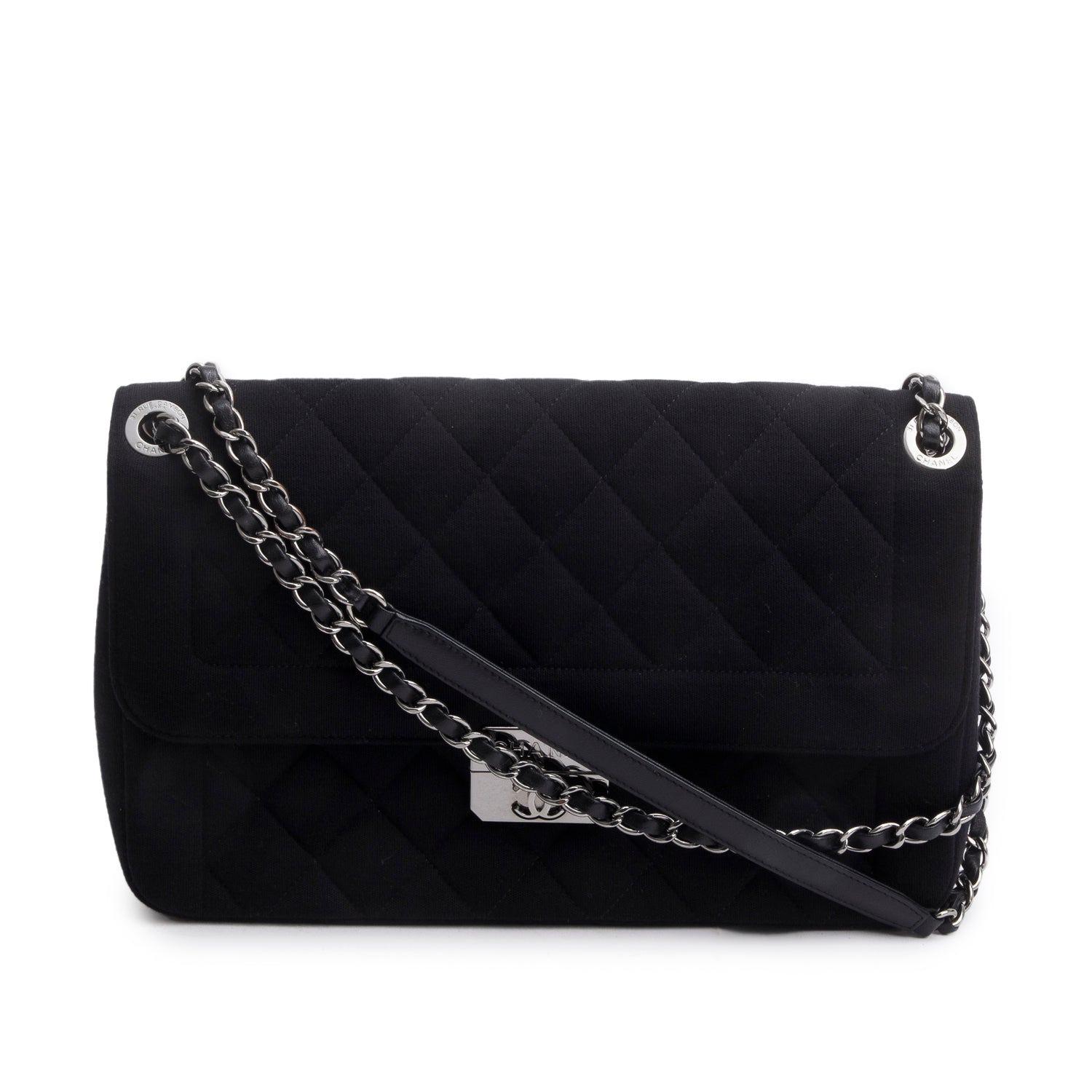 Chanel Jersey Quilted Chic Me Flap Black Travel Bag
