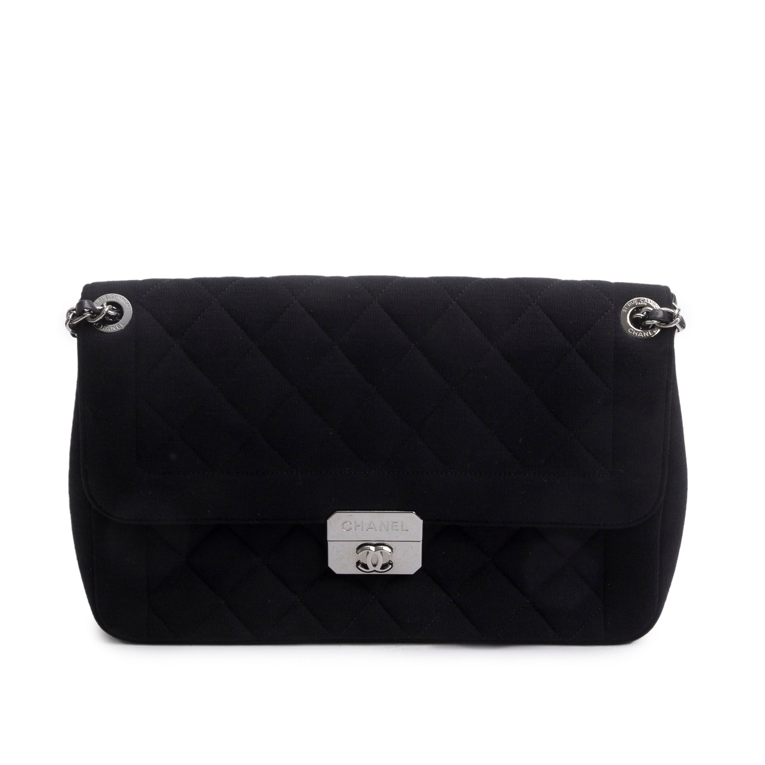 Chanel Jersey Quilted Chic Me Flap Black Travel Bag