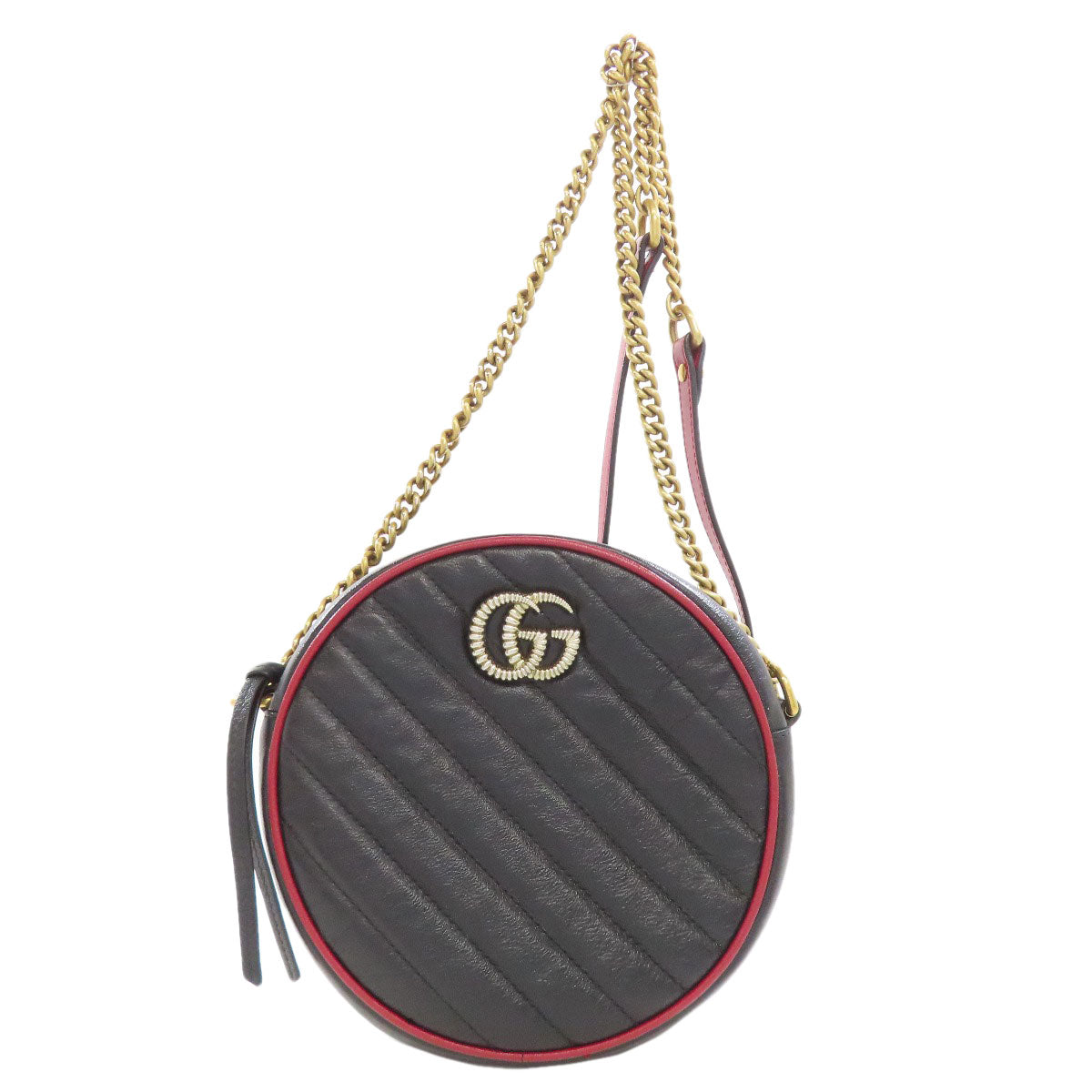 Gucci Round Leather Black Chain Shoulder Bag
