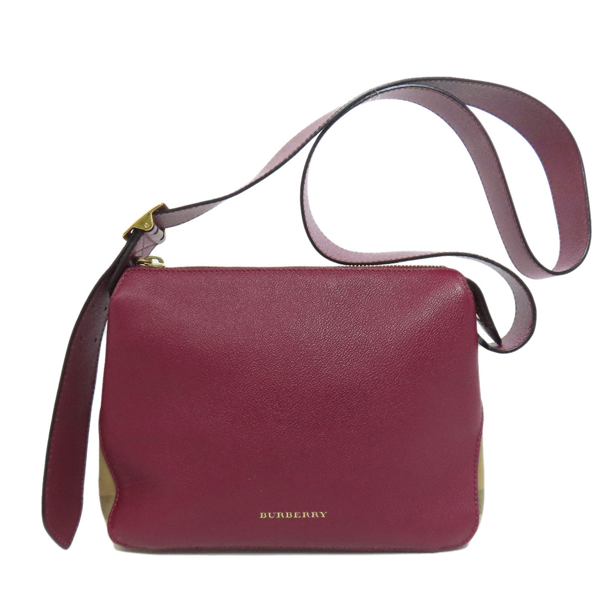 Burberry Shoulder Bag Women Leather Purple Logo