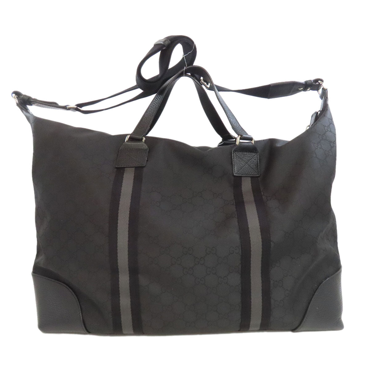 Gucci Boston Duffel GG outlet Nylon Black Travel Bag