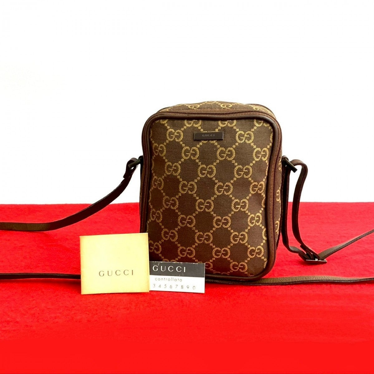 Gucci Canvas Brown Shoulder Bag