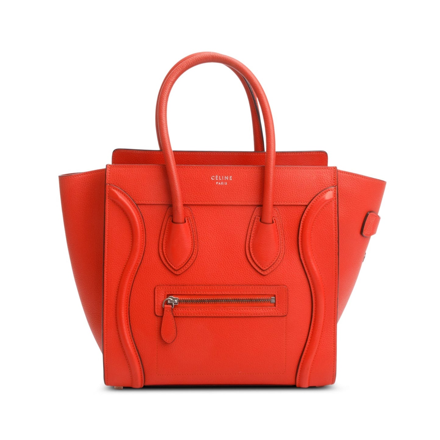 Celine Orange Calfskin Micro Luggage Tote Handbag Leather Tote Bag