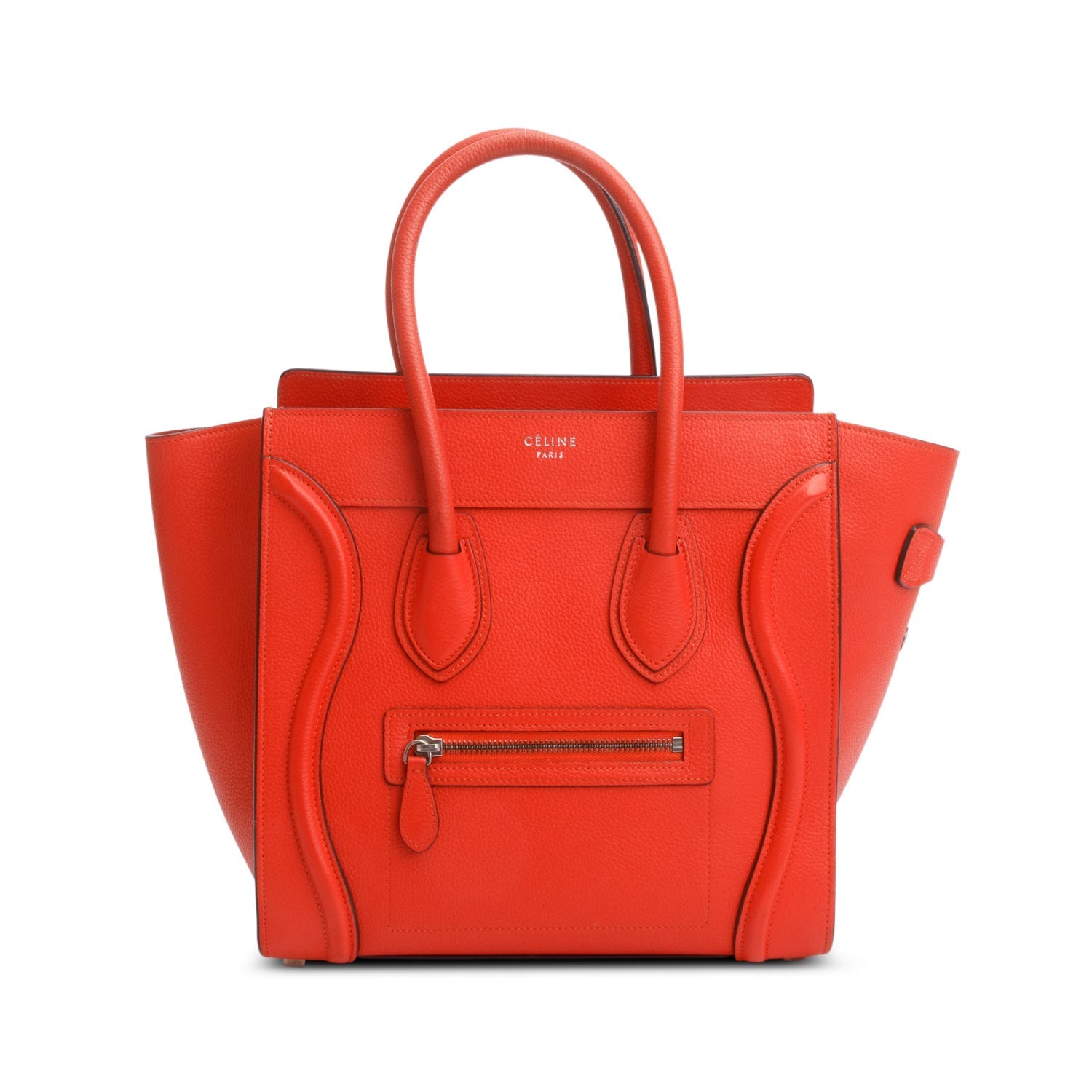 Celine Orange Calfskin Micro Luggage Tote Handbag Leather Tote Bag
