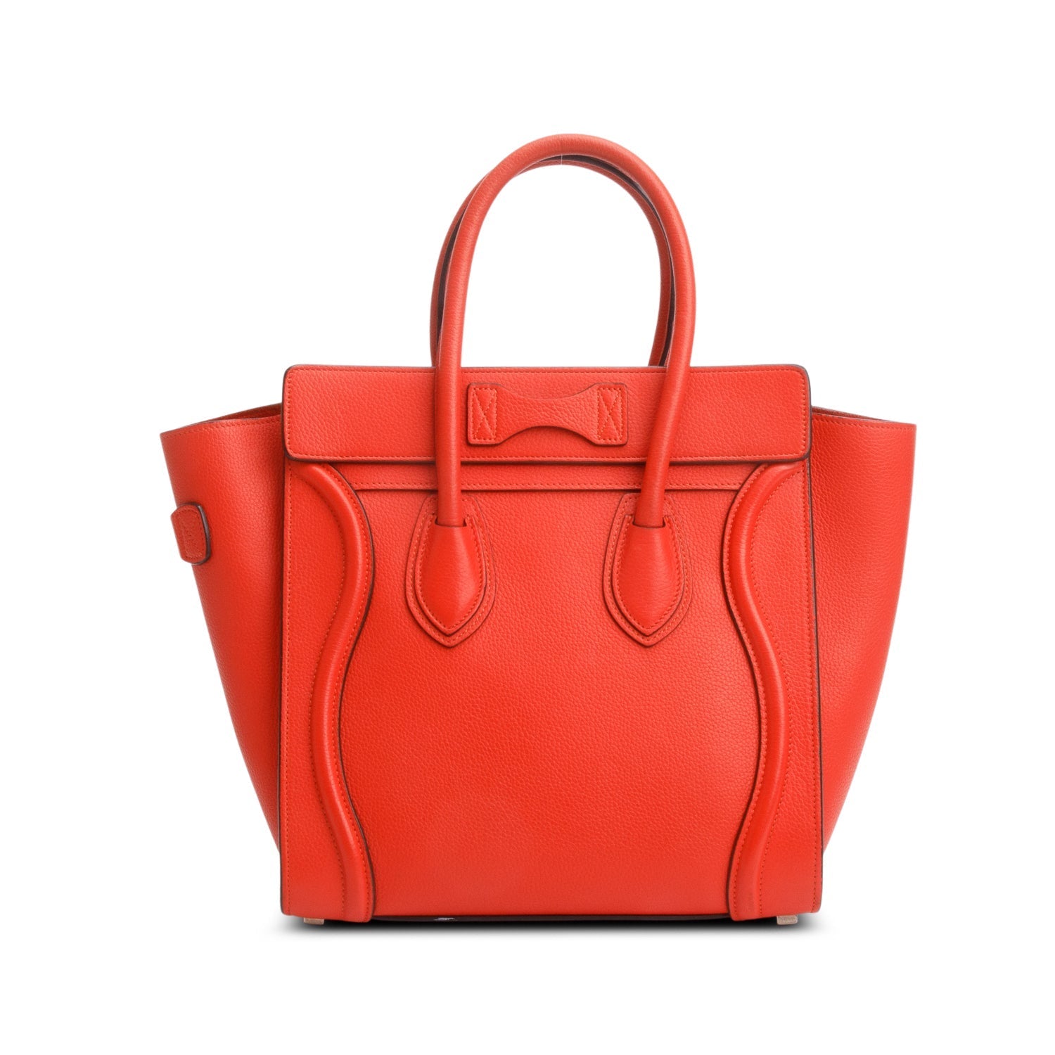 Celine Orange Calfskin Micro Luggage Tote Handbag Leather Tote Bag