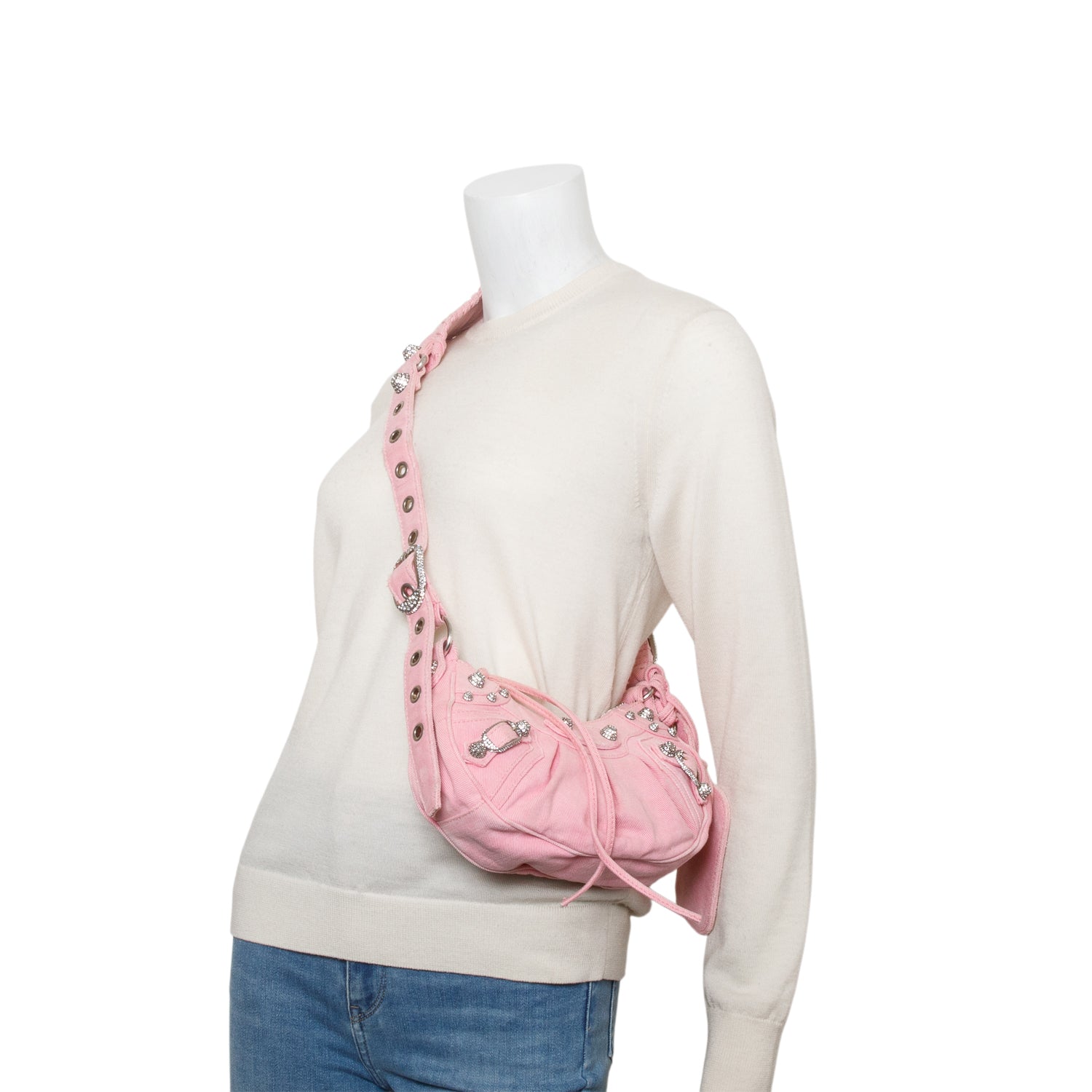 Balenciaga Le Cagole Xs Shoulder Bag Denim Pink