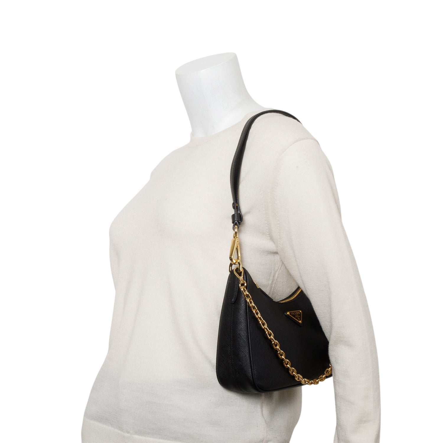 Prada Saffiano Lux Re Edition Shoulder Bag Black Mini