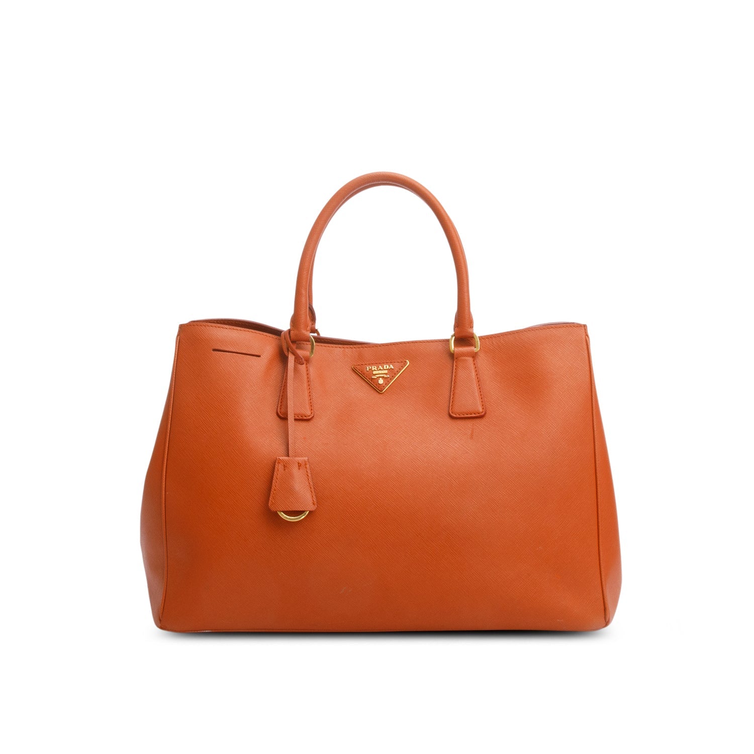 Prada Orange Saffiano Lux Galleria Tote Handbag Large Tote Bag