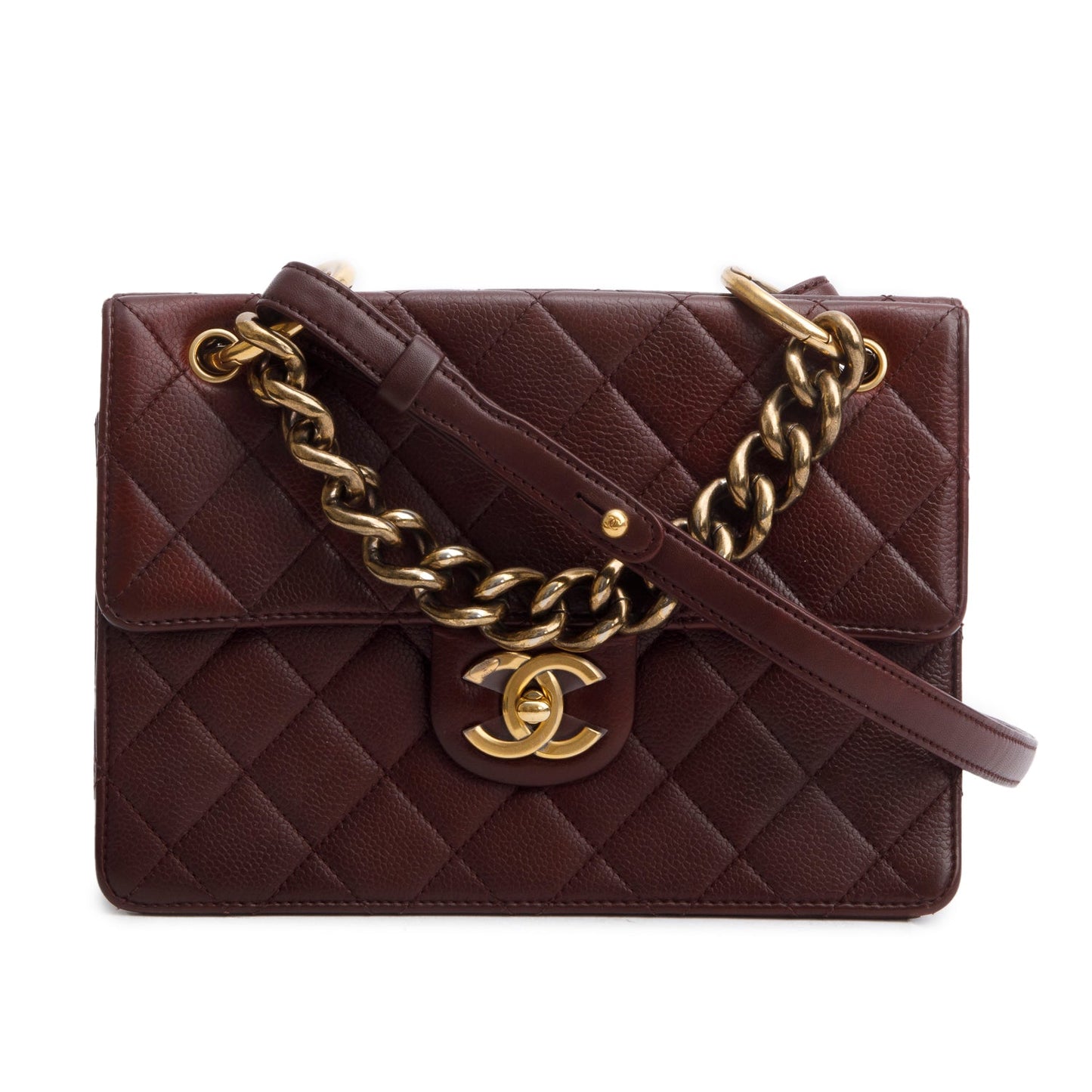 Chanel Burgundy Caviar Quilted Retro Class Travel Bag