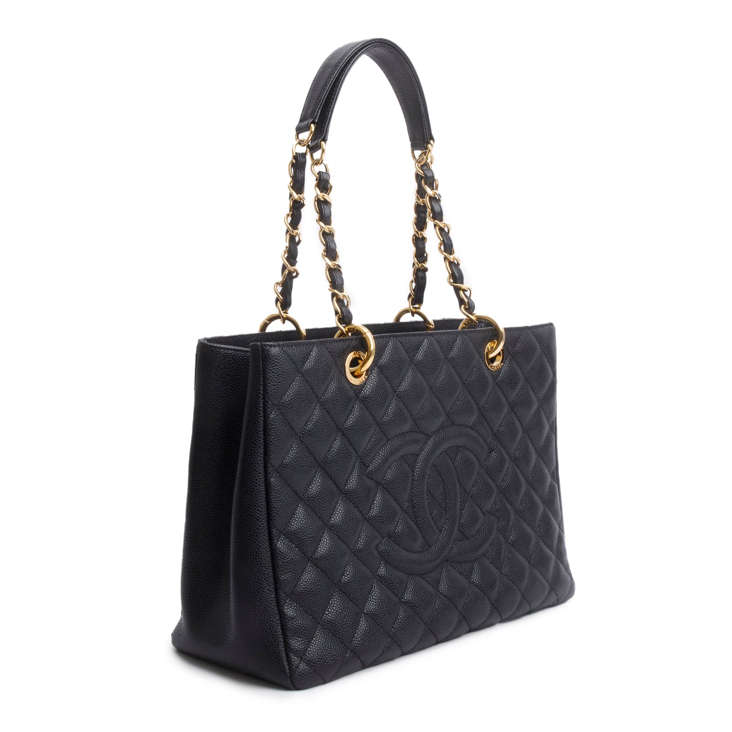 Chanel Caviar Grand Shopping GST Leather Black Travel Bag 23