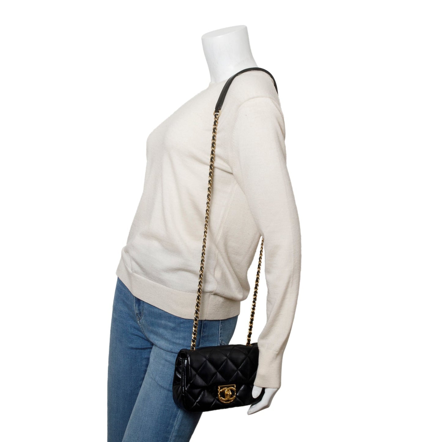 Chanel Quilted CC Matelasse Flap Leather Calfskin Black Travel Bag
