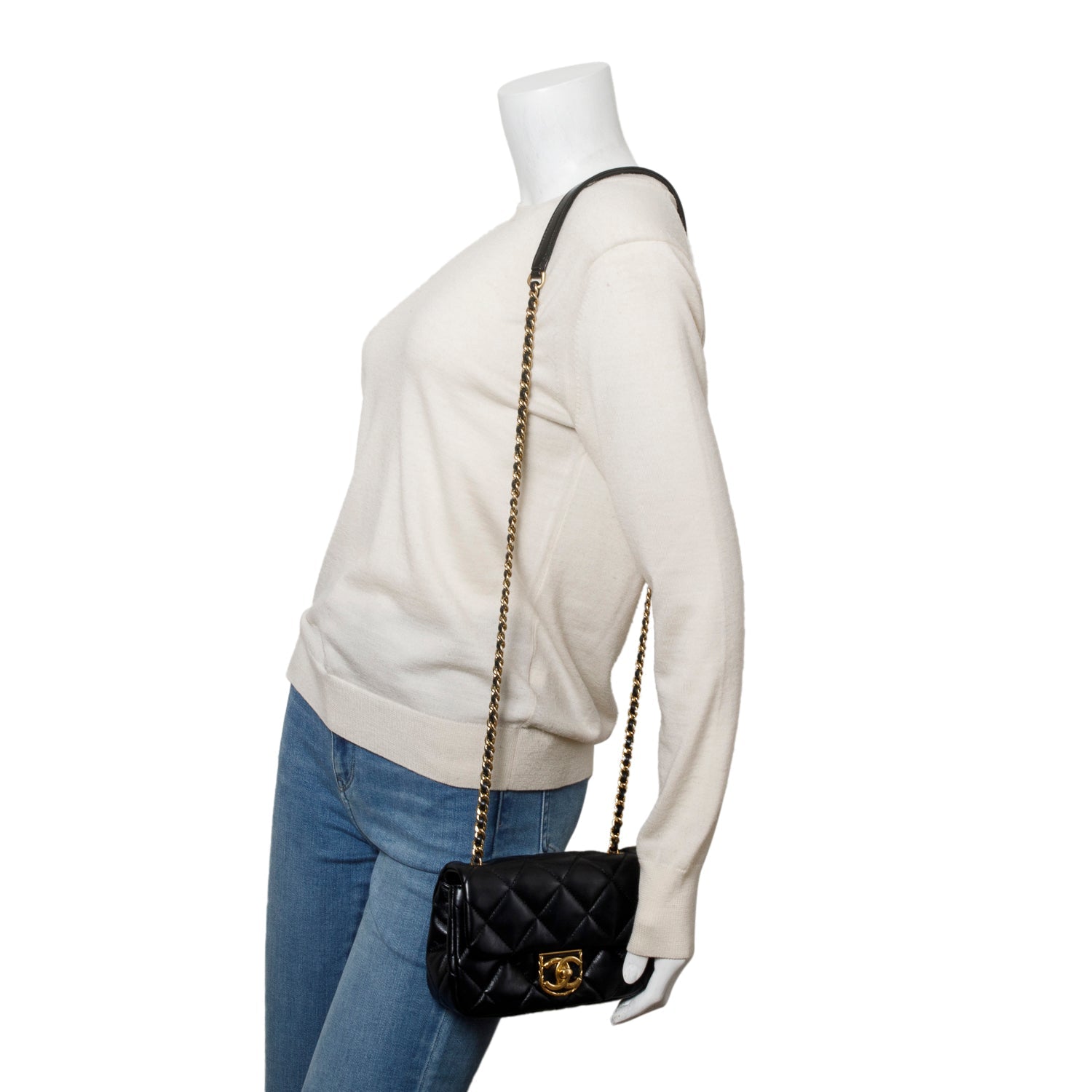 Chanel Quilted CC Matelasse Flap Leather Calfskin Black Travel Bag