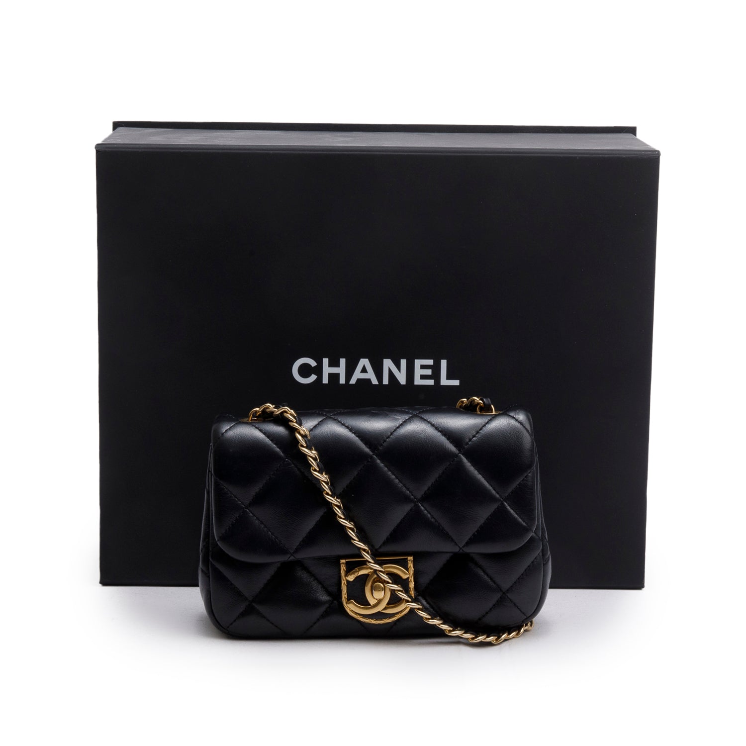 Chanel Quilted CC Matelasse Flap Leather Calfskin Black Travel Bag