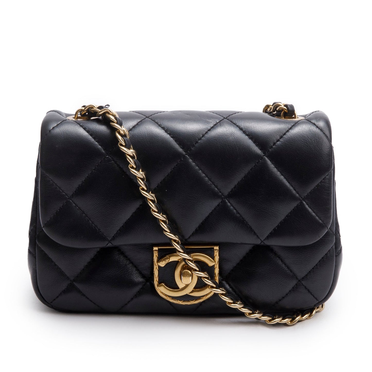 Chanel Quilted CC Matelasse Flap Leather Calfskin Black Travel Bag