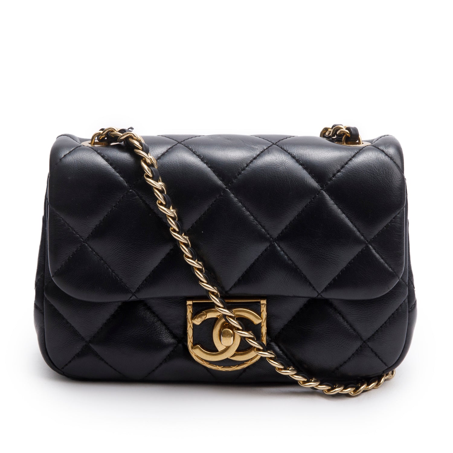 Chanel Quilted CC Matelasse Flap Leather Calfskin Black Travel Bag