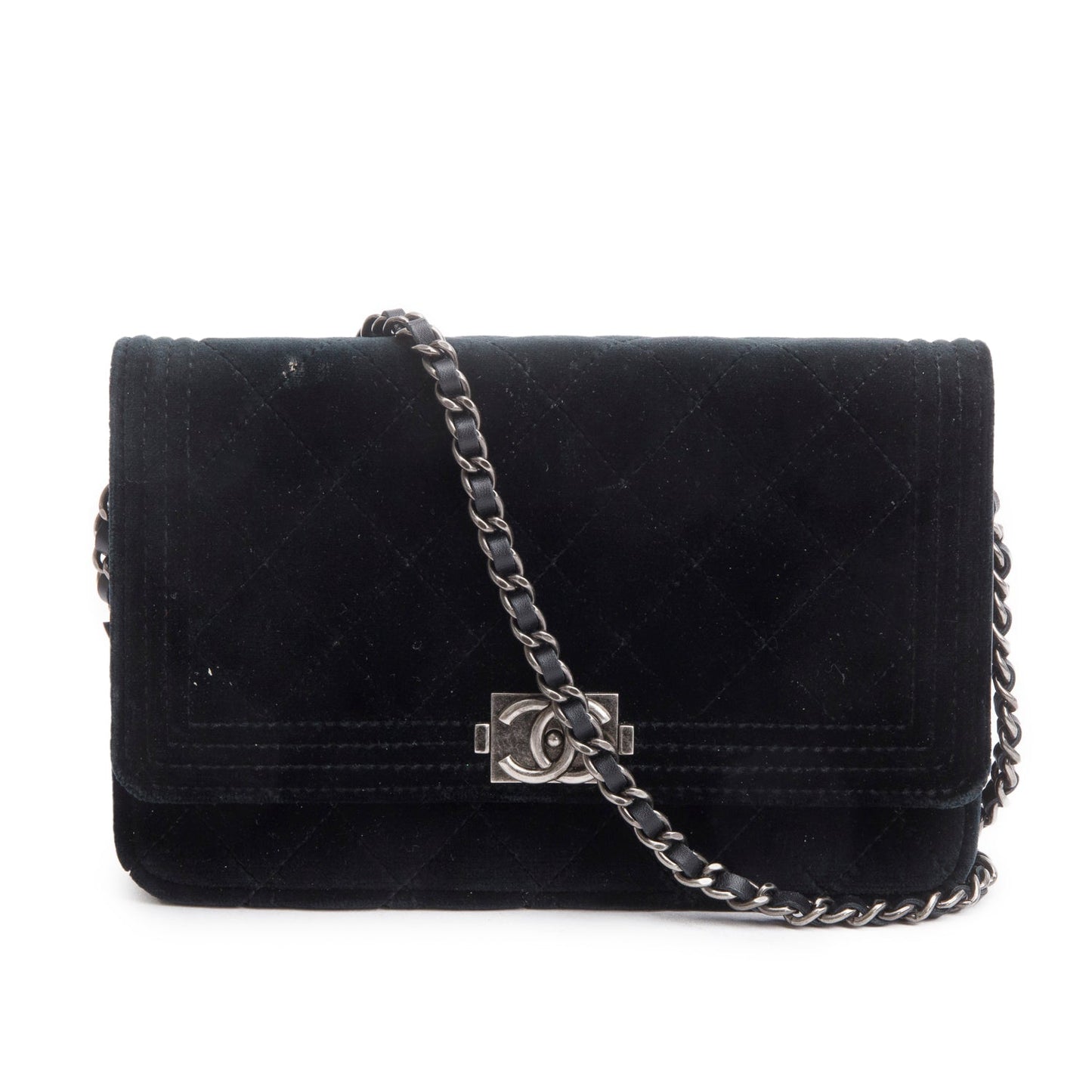 Louis Vuitton Chanel Quilted Velvet Boy on Black Wallet Case