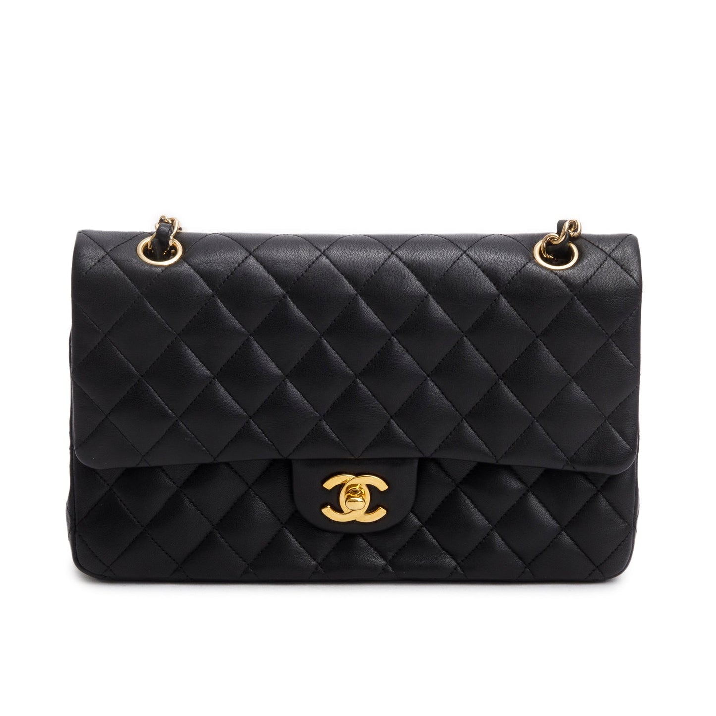 Chanel Quilted Classic Double Flap Leather Lambskin Black Travel Bag 11