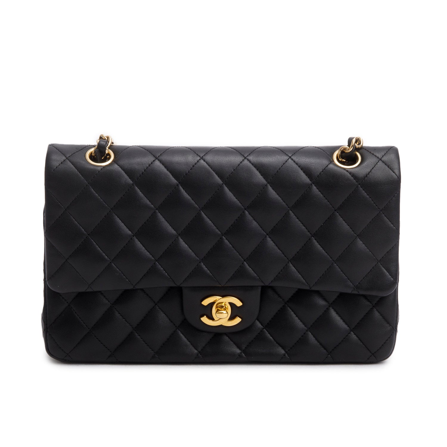 Chanel Quilted Classic Double Flap Leather Lambskin Black Travel Bag 11
