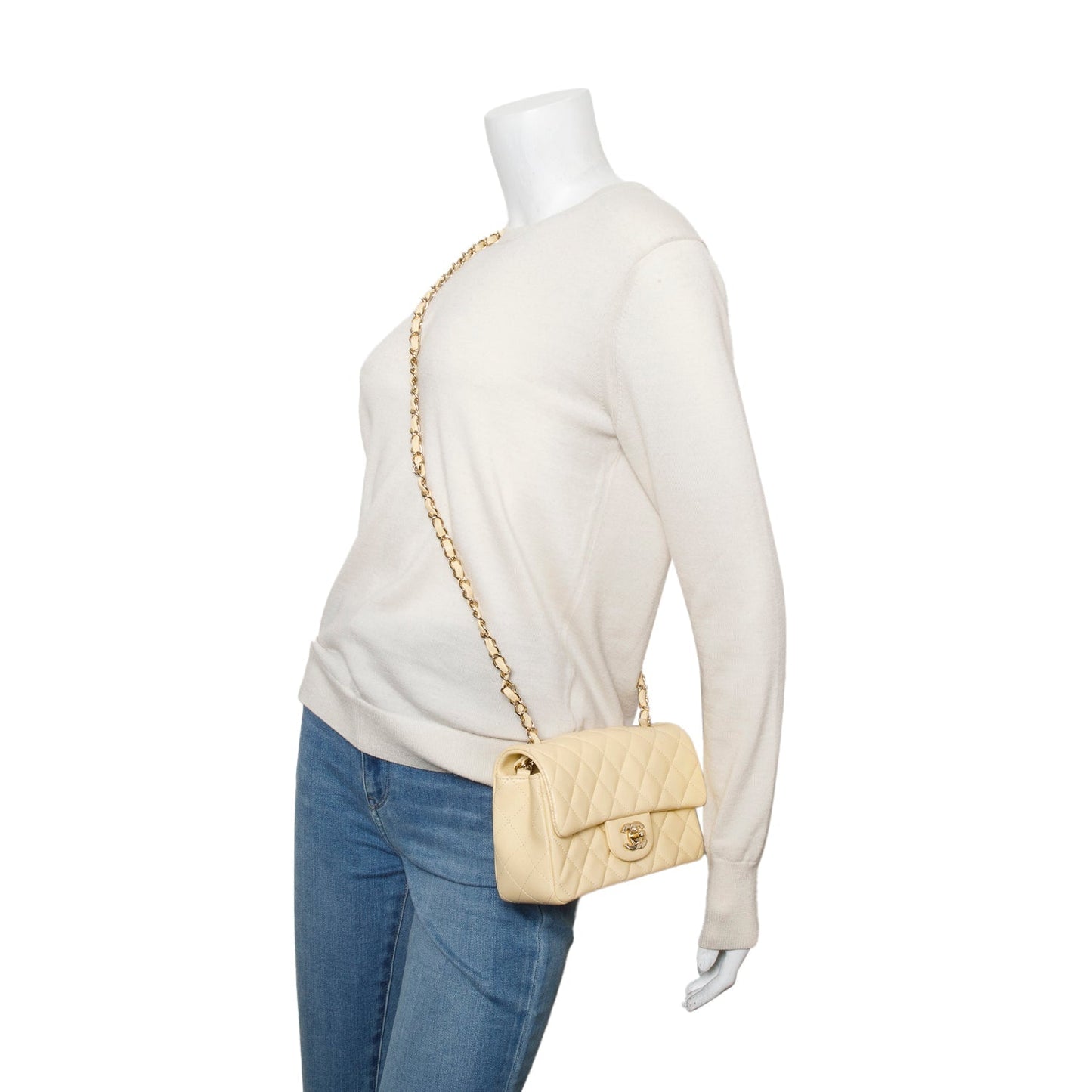 Chanel Quilted Rectangular Flap Lambskin Yellow Travel Bag