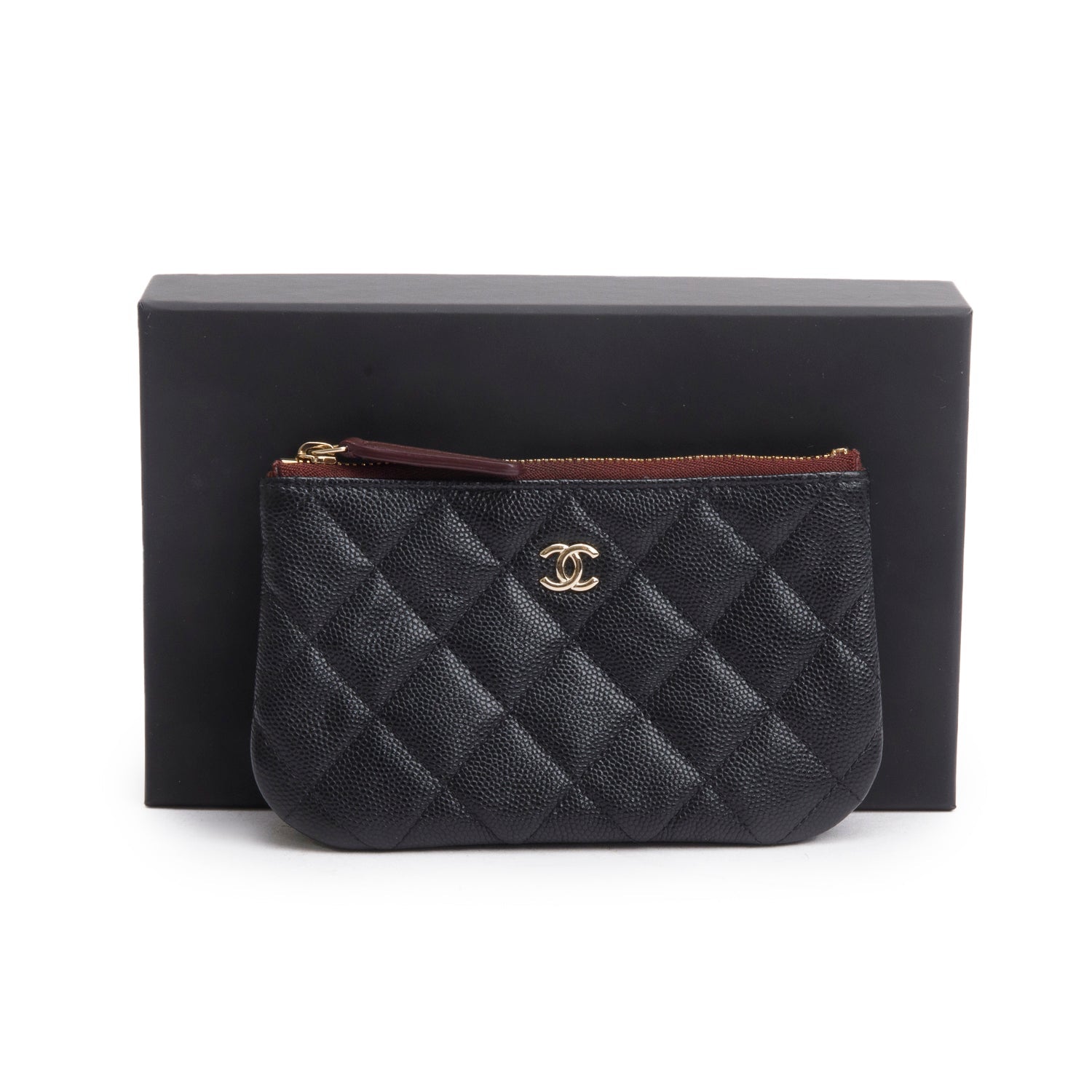 Chanel Quilted Caviar Classic Zipped Leather Black Travel Bag Box Receipt