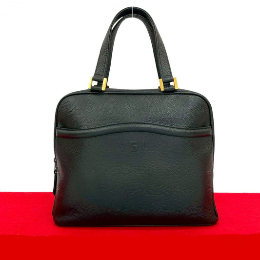 YSL Saint Laurent Yves Handbag Leather Black Travel Bag