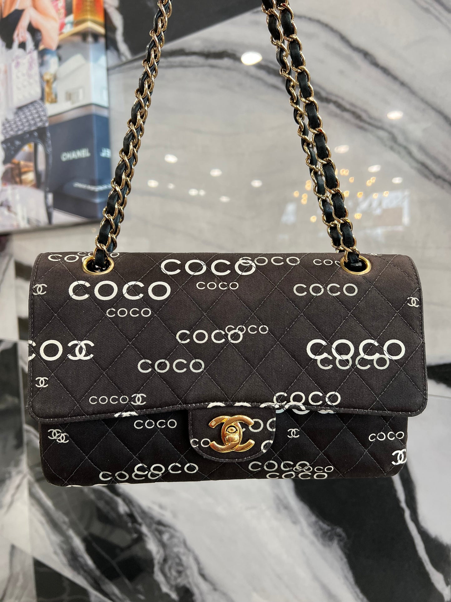 Chanel CLASSIC COCO PRINT DOUBLE FLAP Shoulder Bag