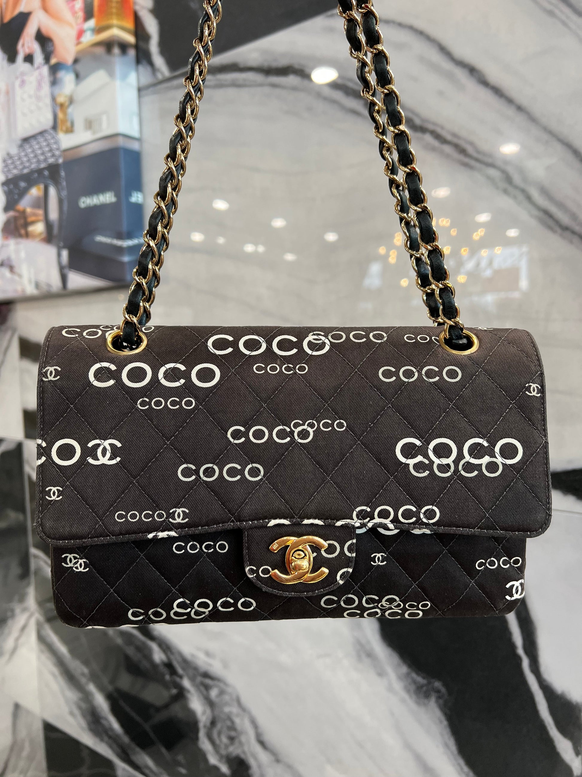 Chanel CLASSIC COCO PRINT DOUBLE FLAP Shoulder Bag