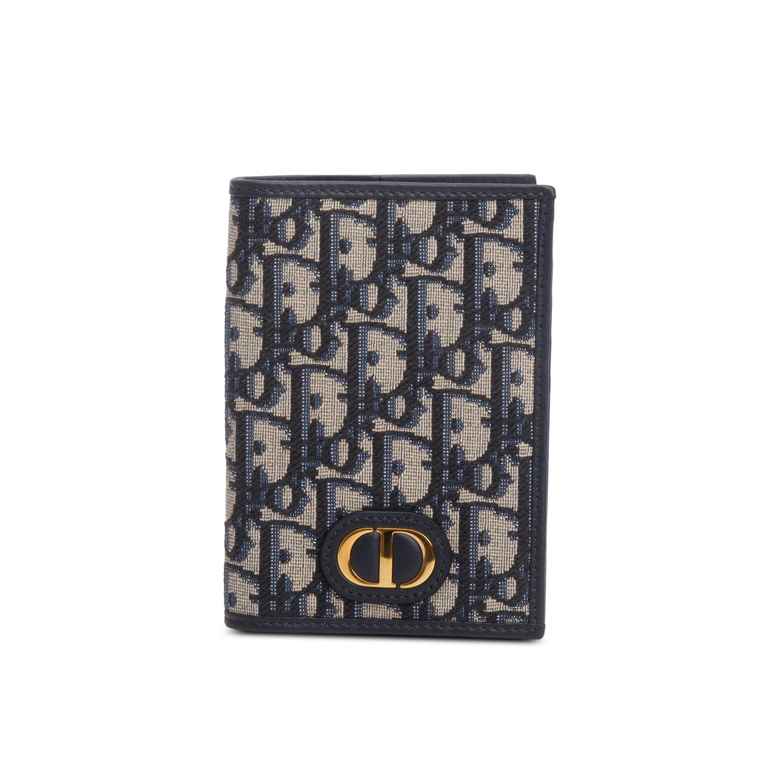 Dior Christian Navy Oblique Jacquard Montaigne Passport Holder Travel Bag