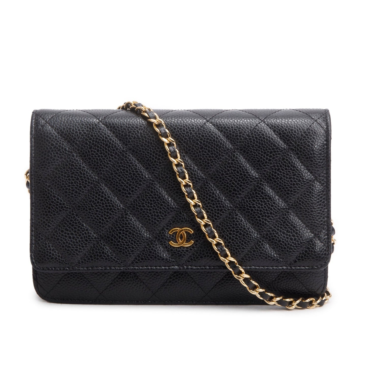 Chanel Quilted Caviar Classic on Leather Black Wallet Case Athenticity Card