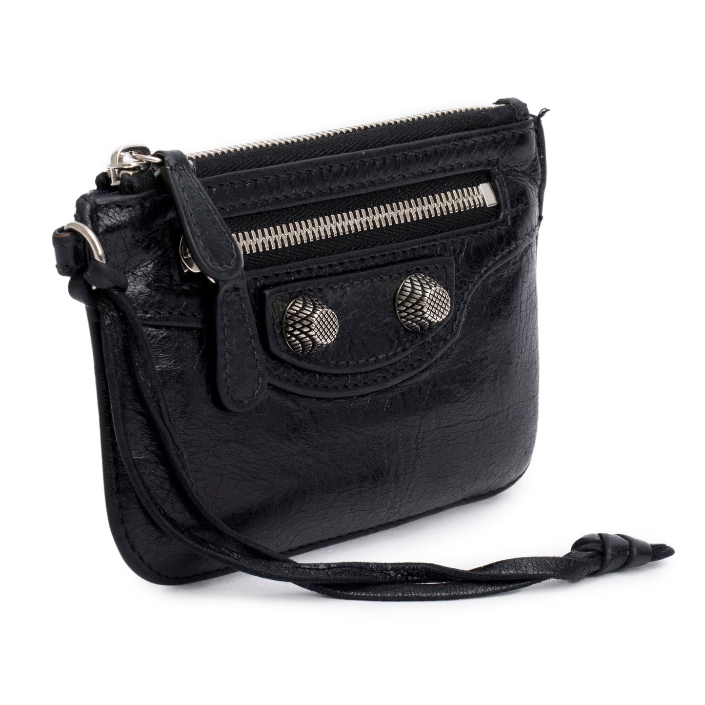 Balenciaga Arena Le Cagole Coin Purse Travel Bag Leather Black