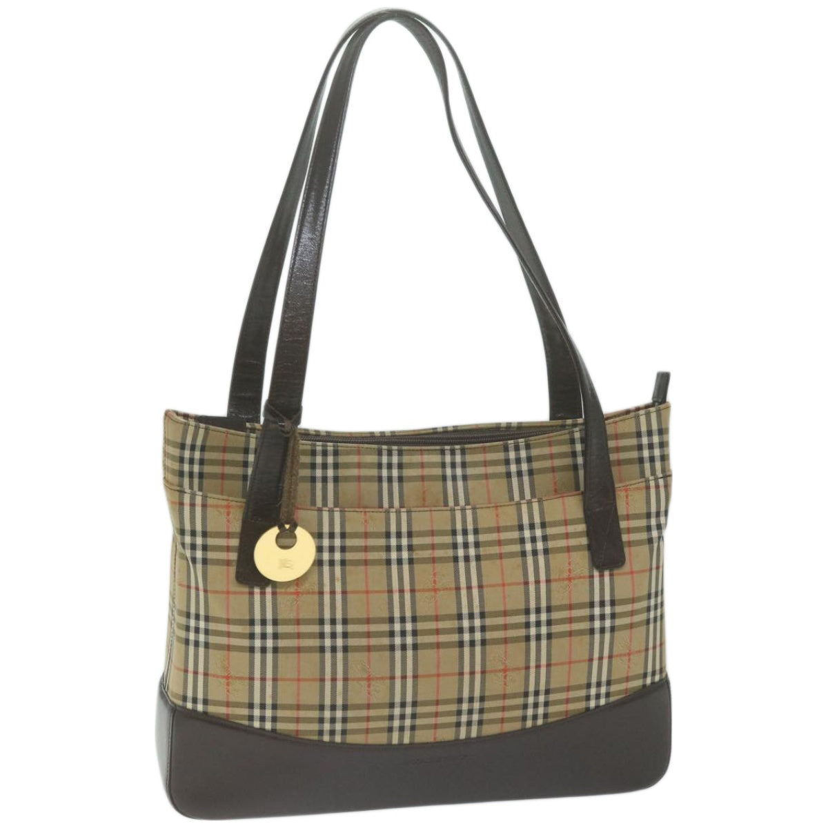 Burberry Luxury Nova Check Tote Bag Auth Canvas Beige Beige Auth 66489