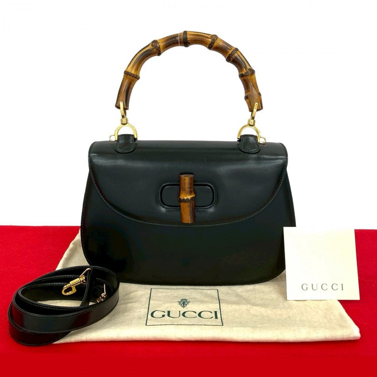 Gucci Bamboo Leather Black Shoulder Bag