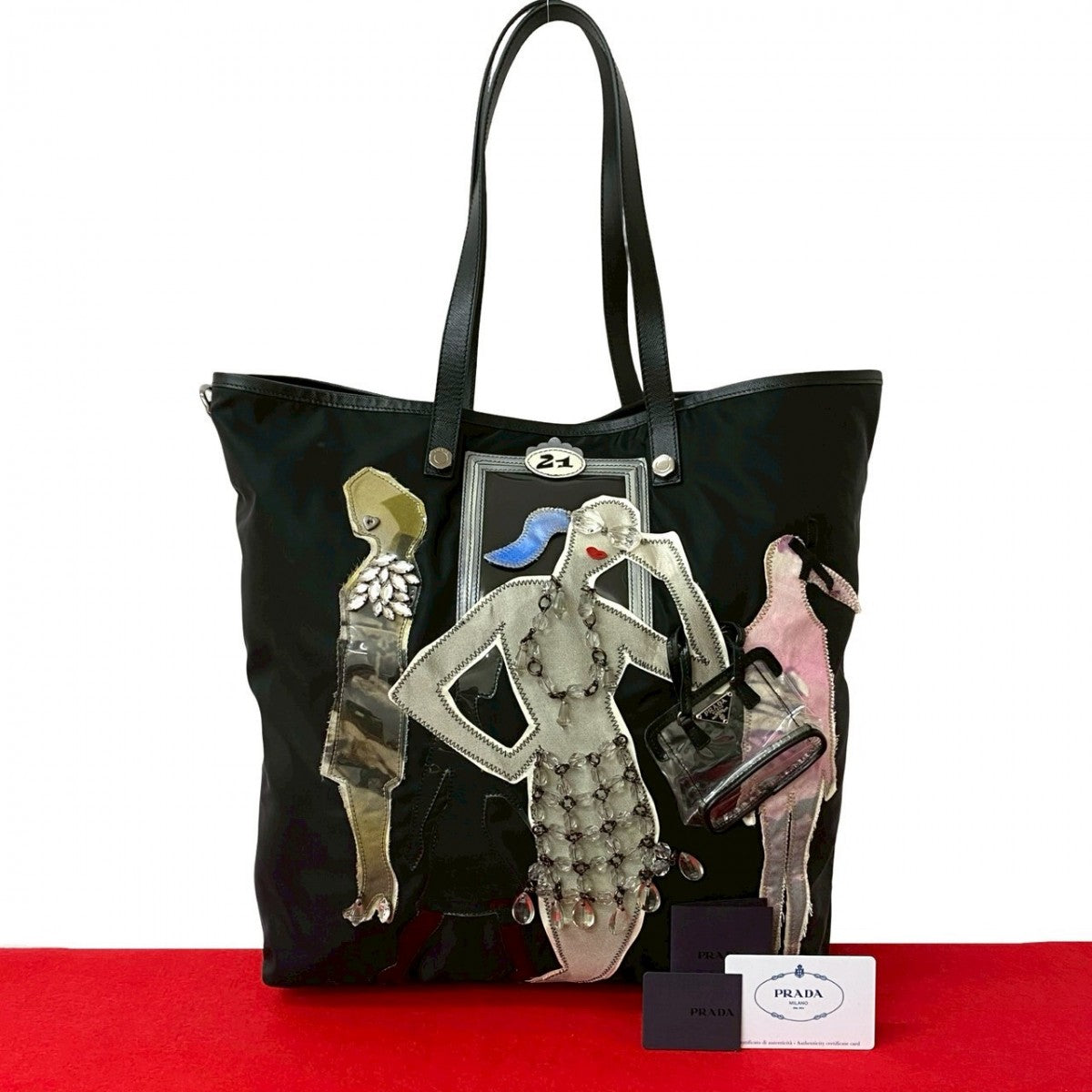Tote Bag Robot Collection Leather Black