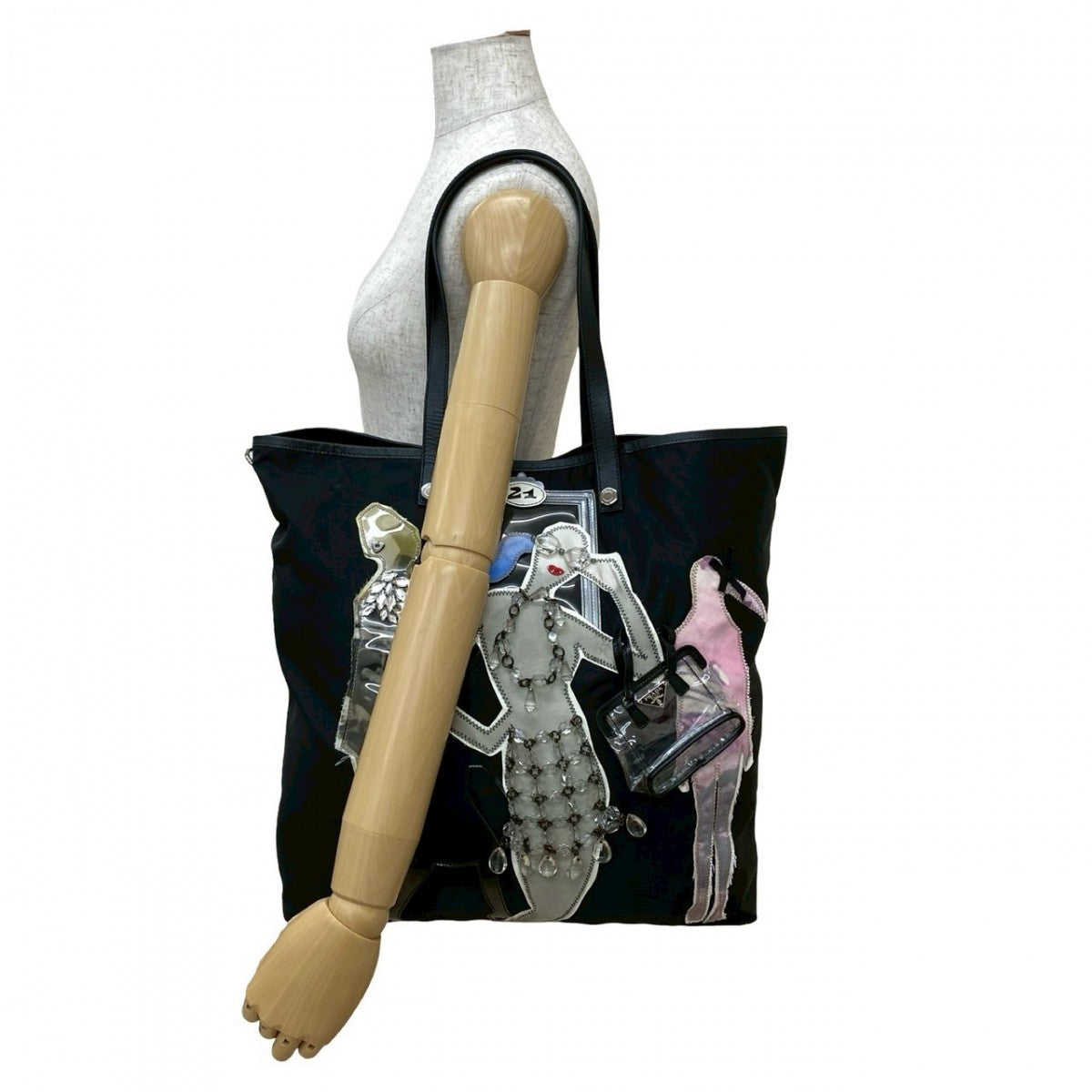 Tote Bag Robot Collection Leather Black