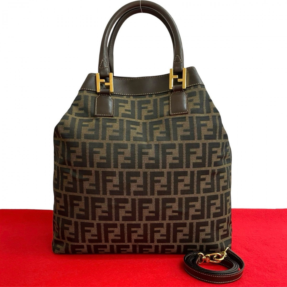 Fendi Shoulder Bag Canvas Brown 664B3758813