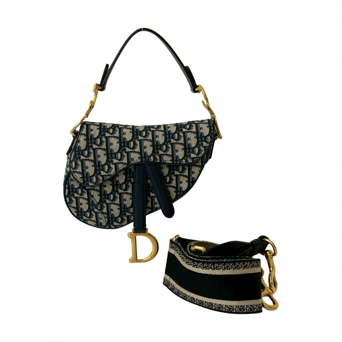 Dior Shoulder Bag Navy Saddle Bag Canvas