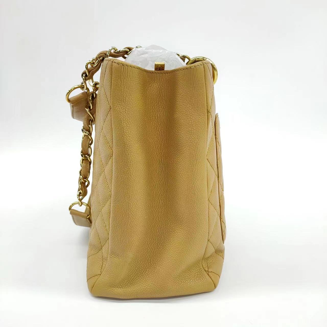 Chanel GST Grand Shopping Camel Caviar PM Leather Tote Bag