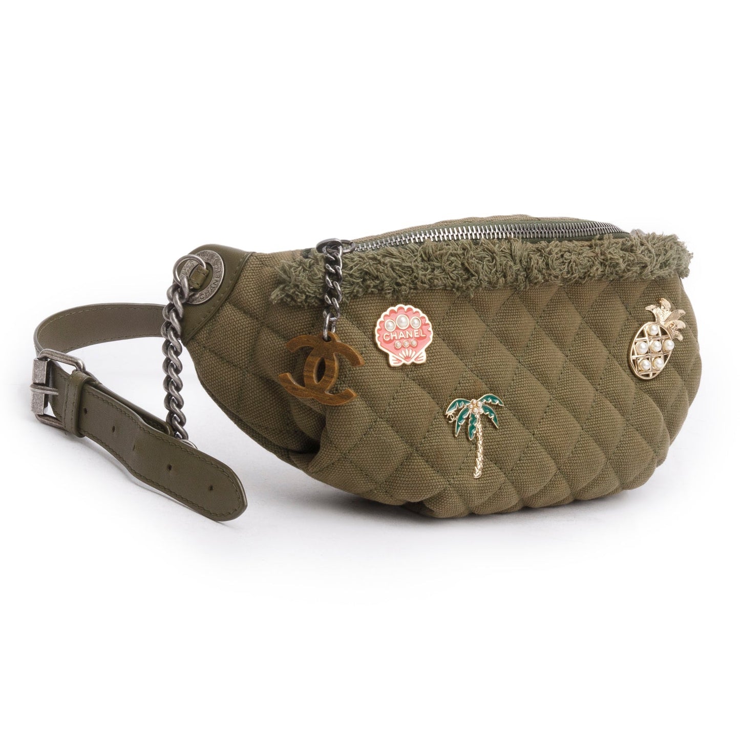 Chanel Coco Cuba Charms Waist Canvas Green Key Chain