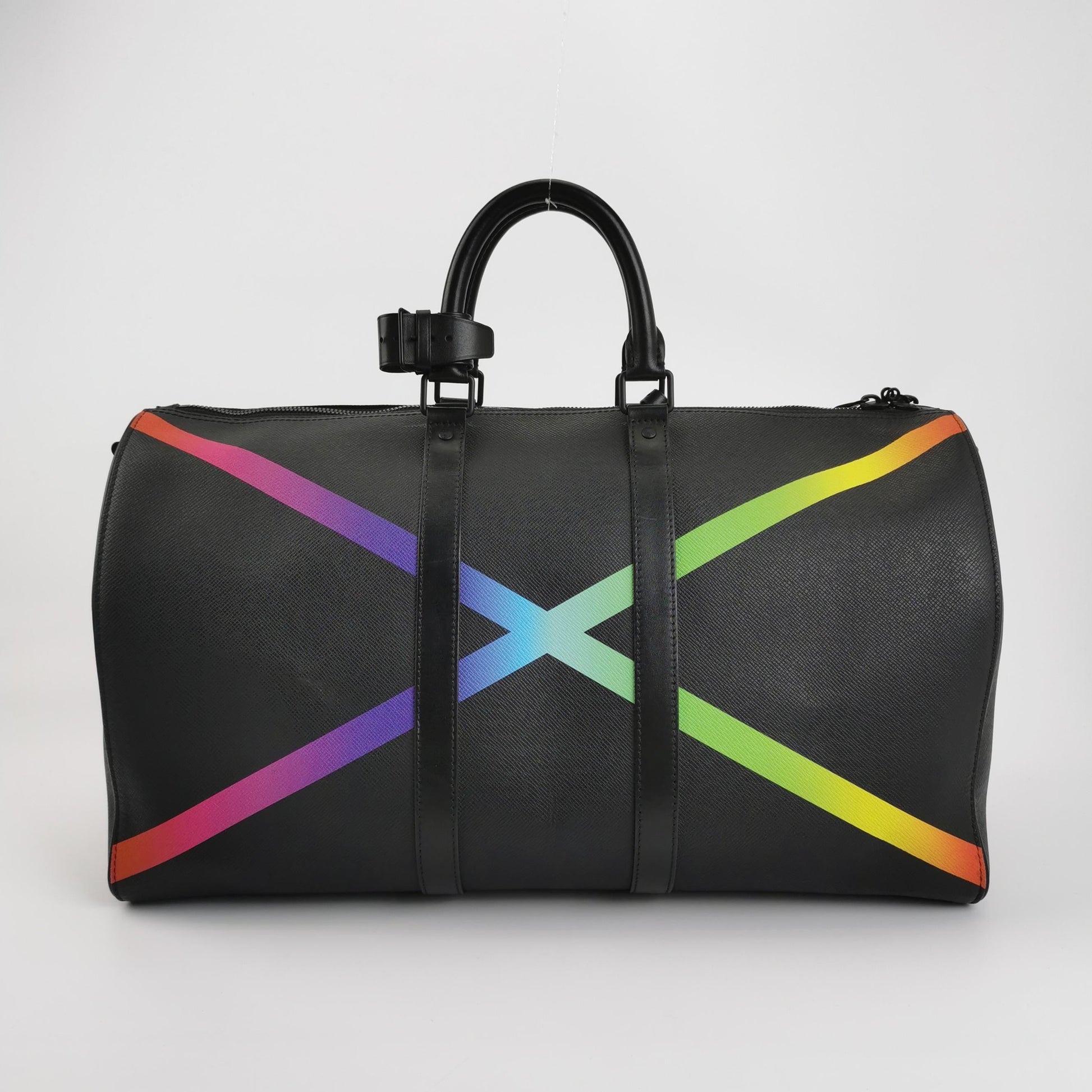 Louis Vuitton Taiga Rainbow Keepall Bandouliere 50 Black Leather Travel Bag