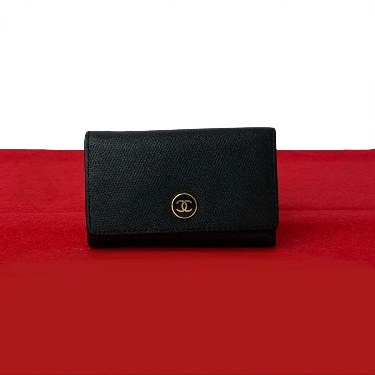 Chanel holder Black Leather Wallet Case