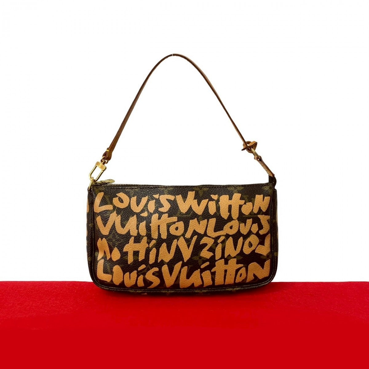Louis Vuitton graffiti Pochette Accessoar Monogram Leather Brown Clutch Bag
