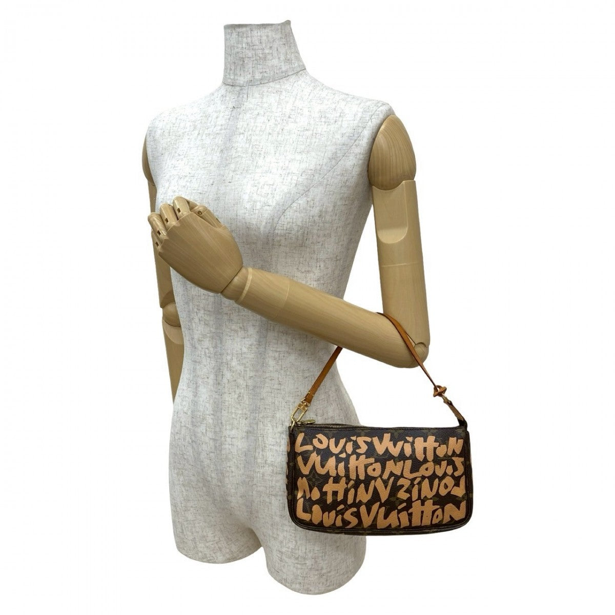 Louis Vuitton graffiti Pochette Accessoar Monogram Leather Brown Clutch Bag